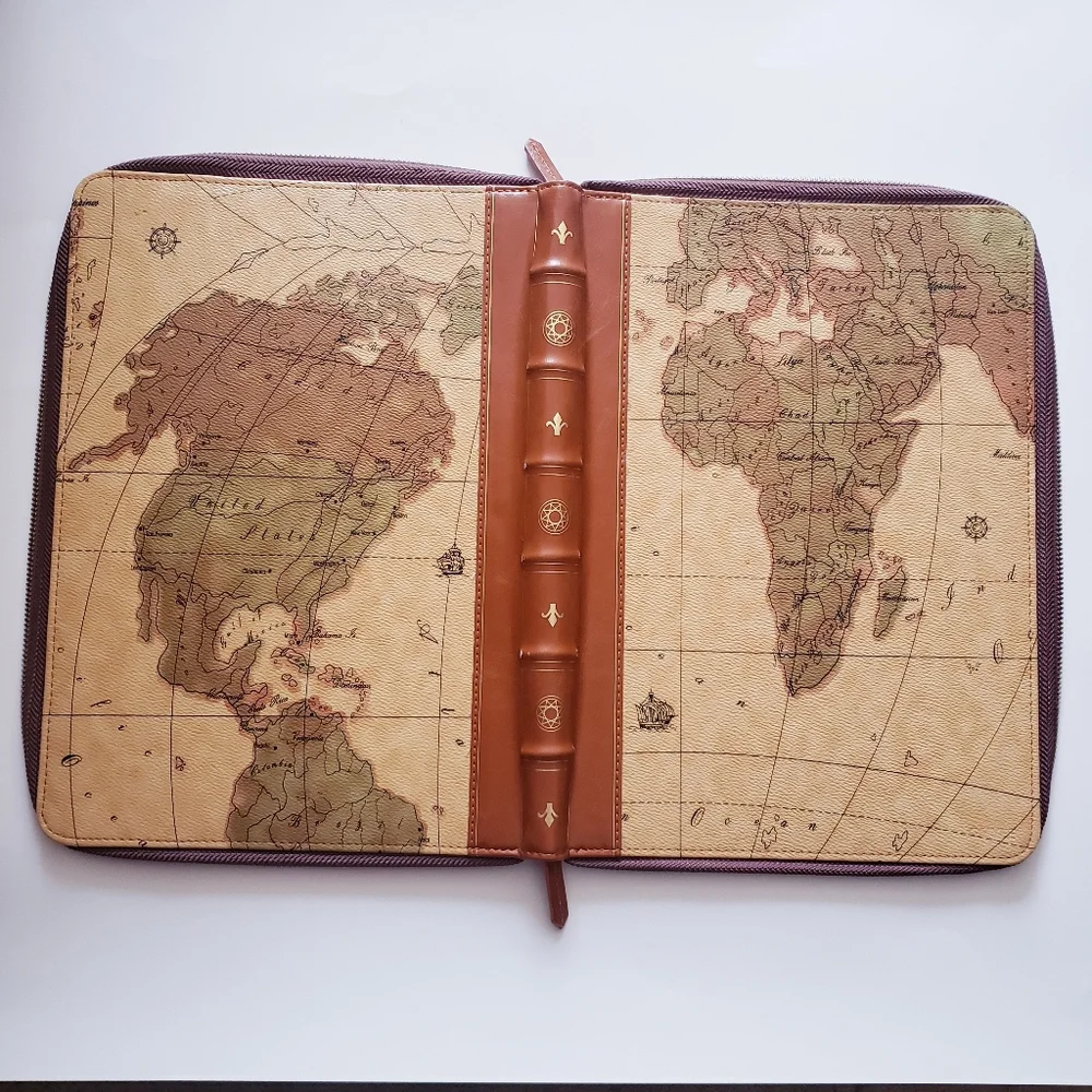World Map Zippered Notebook Cover